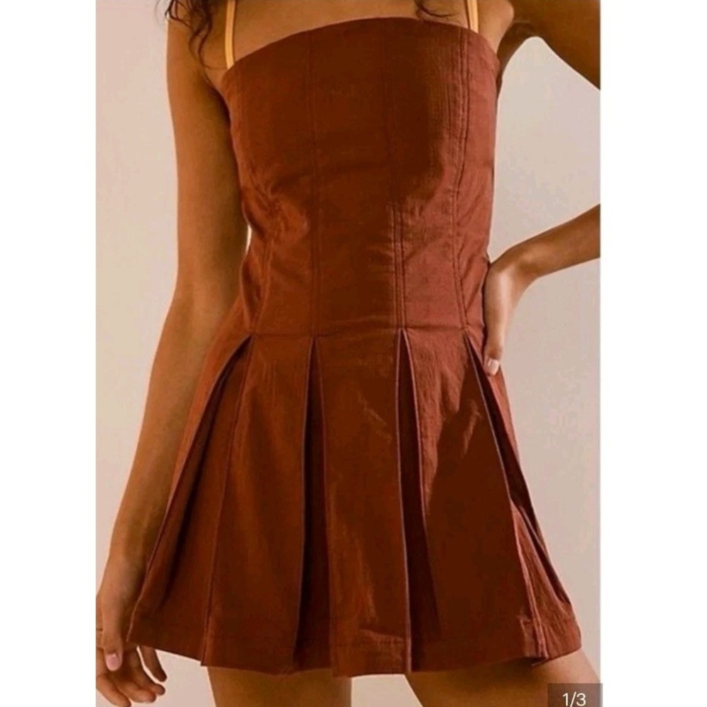 Free people Made Me Smile Mini Dress Small Brown EUC